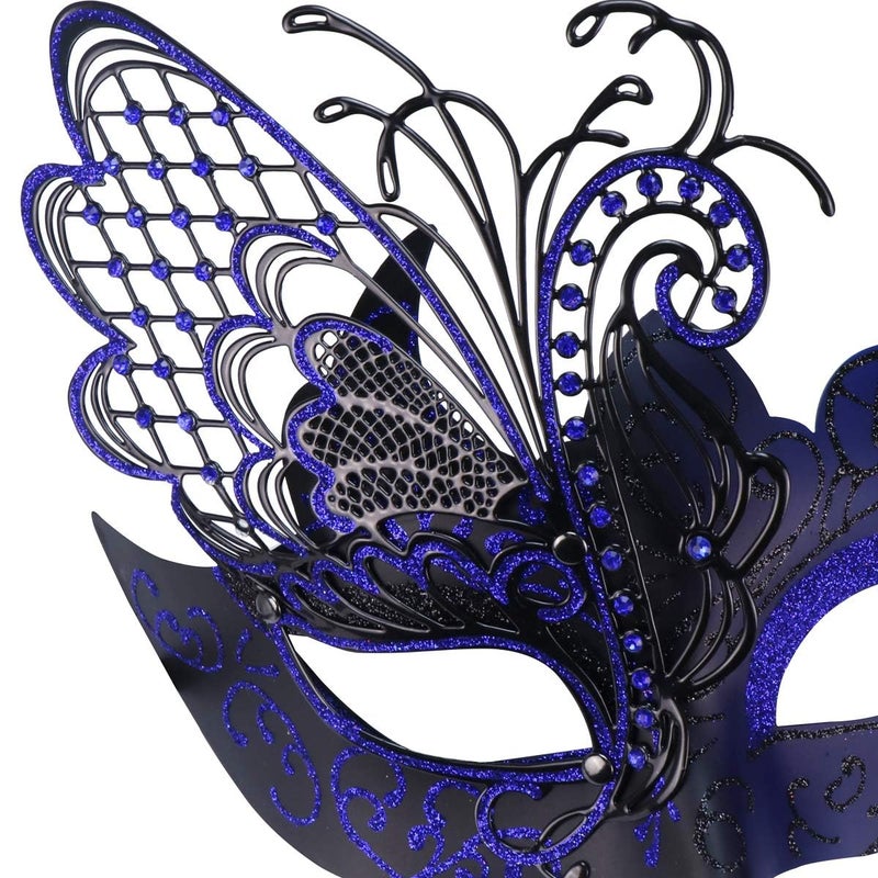 Coddsmz Mysterious Venetian Butterfly Lady Masquerade Halloween Party Mask (Black&blue) - Image 4
